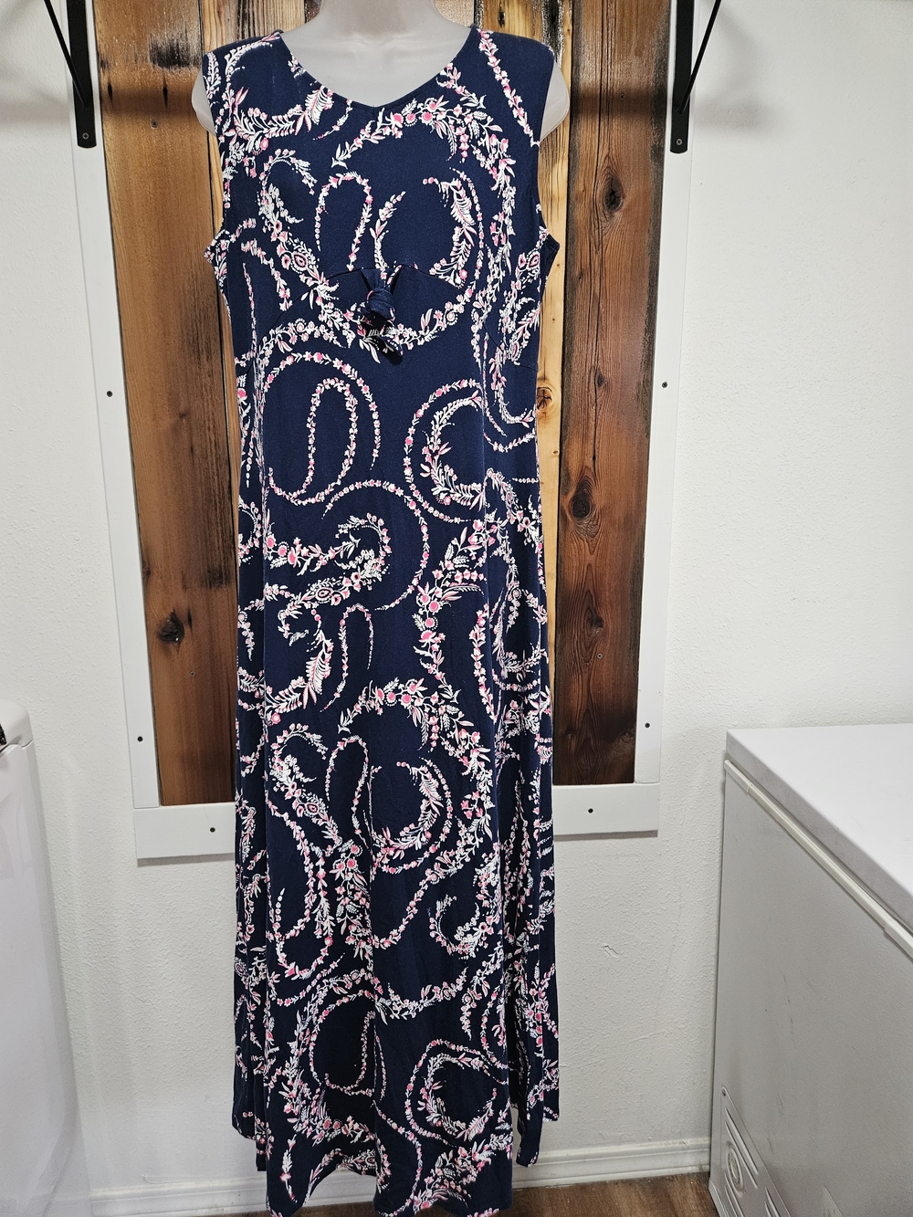 Talbots Navy Floral Knot-Front Maxi Dress